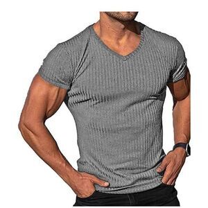 Men's Short Sleeved V Neck Pullover T-Shirt 3XL. NEW